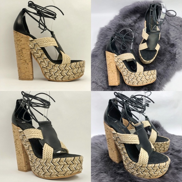 SOLD Free People Chunky Ankle Wrap Espadrille Heel - Picture 4 of 8